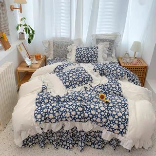 ワイドダブル ベッド用品4点セット .寝具 枕カバー掛け布団カバー ...