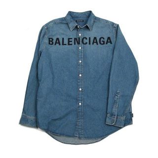 BALENCIAGA バレンシアガ  ロゴ半袖デニムシャツ 38