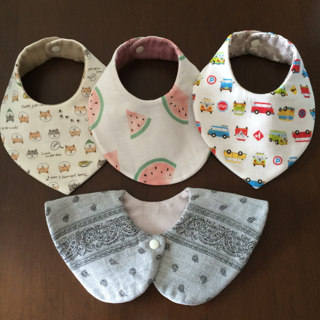 ハンドメイドスタイ リバーシブル 3枚セット わんこ ベビースタイ ハンドメイド 3枚セット