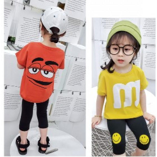 新品 M＆M's 人気 子供服　半袖Tシャツ＆レギンスセットアップ キッズ/ベビー/マタニティのキッズ服女の子用(90cm~)(Tシャツ/カットソー)の商品写真