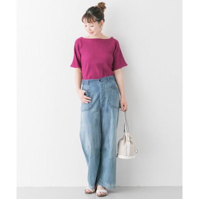 URBAN RESEARCH ROSSO(アーバンリサーチロッソ)の美品　アーバンリサーチ　ロッソ　半袖　リブ　トップス　 レディースのトップス(Tシャツ(半袖/袖なし))の商品写真