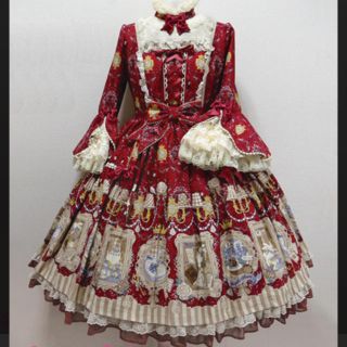 アンジェリックプリティー(Angelic Pretty)のwonder gallery dress 3点セット　ワイン　10月末迄(ミディアムドレス)