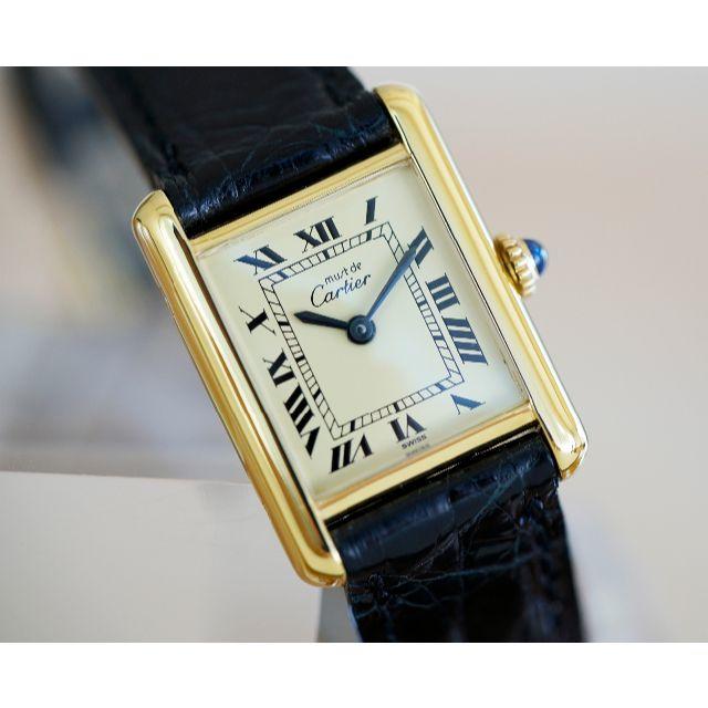 【同梱不可】 Cartier - 美品 カルティエ マスト タンク アイボリー 手巻き SM Cartier 腕時計