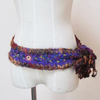 ネパール シルク 刺繍 ミラー エスニック フリンジ ベルト(ベルト)