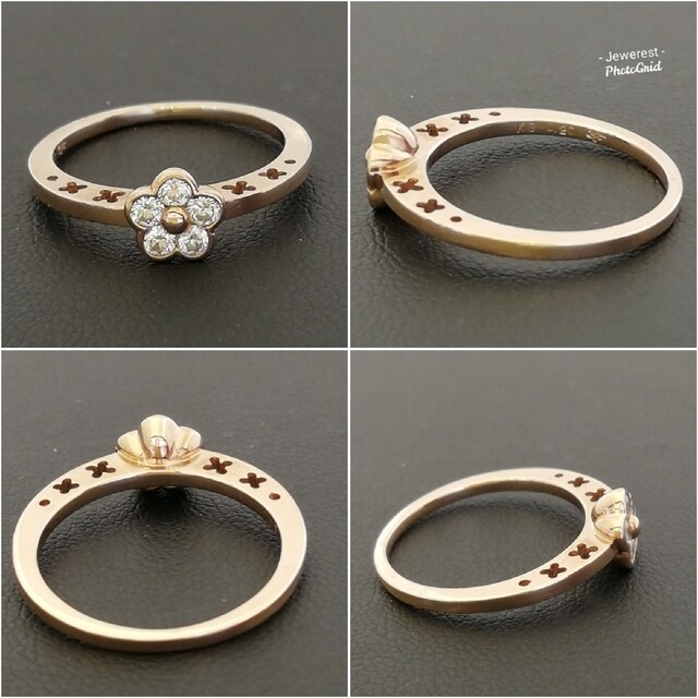 K18PG　✨キラキラ✨ダイヤ✨お花形リング💠ダイヤ綺麗✨ピンクゴールド綺麗 レディースのアクセサリー(リング(指輪))の商品写真