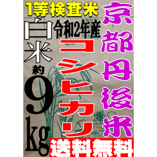 【送料無料.一等検査米】 令和2年産 京都 丹後 コシヒカリ 白米 約9kg