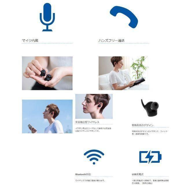 トゥルー ワイヤレスイヤホン TW-06E 2点 Bluetooth 完全独立型 スマホ/家電/カメラのオーディオ機器(ヘッドフォン/イヤフォン)の商品写真