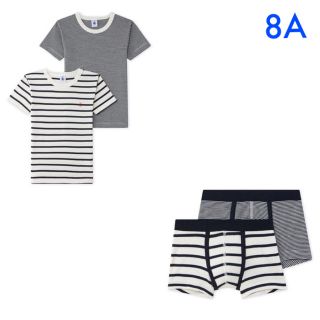 プチバトー(PETIT BATEAU)の新品未使用 プチバトーマリニエール&ミラレTシャツトランクス セット 8ans(下着)