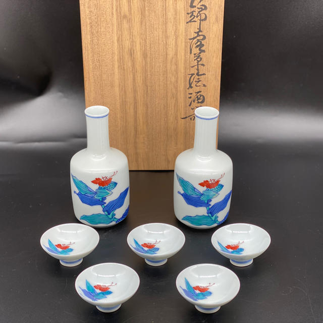 十三代今泉今右衛門 錦 露草絵酒器 徳利2客 盃5客揃 共箱 登場! 4800円