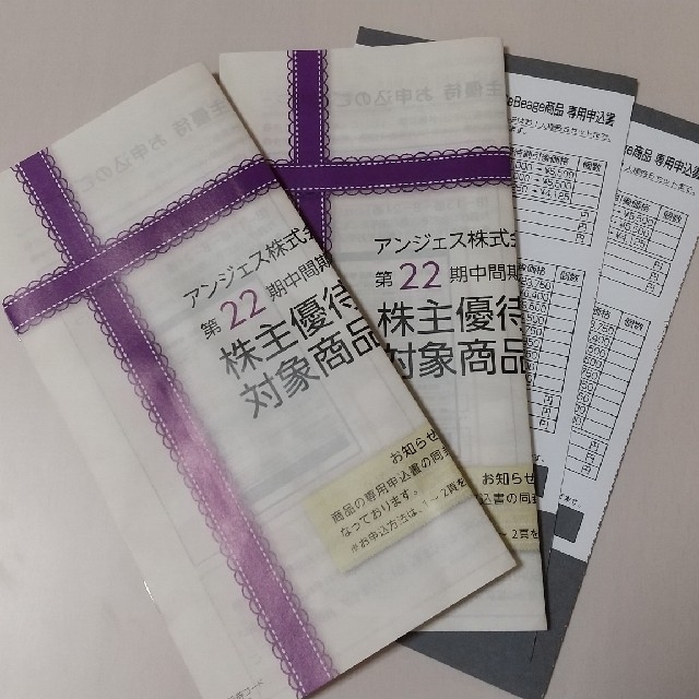 アンジェス　株主優待割引　対象商品カタログ 2口分 チケットの優待券/割引券(ショッピング)の商品写真