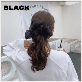 ディーホリック(dholic)の新色|即購入可⭐️オーガンジーシュシュ★ビッグ　シュシュ★韓国♥Black(ヘアゴム/シュシュ)