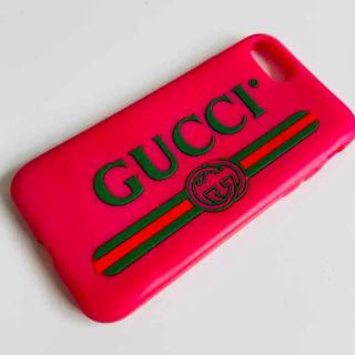 GUCCI グッチ iPhone SE2/8/7 ラバーケース ピンク(iPhoneケース)