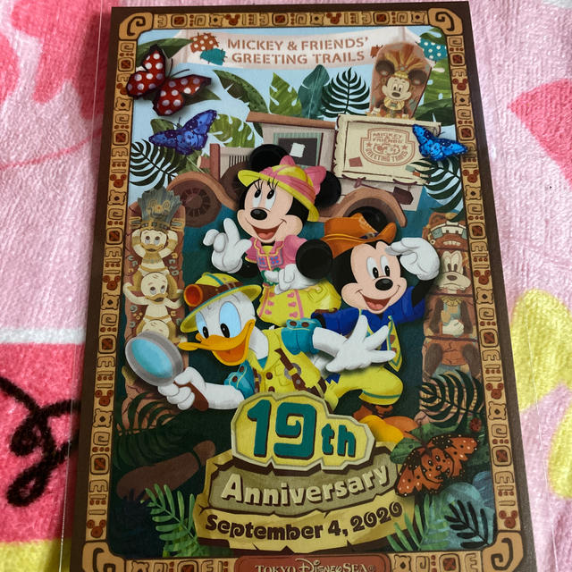 Disney(ディズニー)のディズニーシー19周年　巾着　ポストカード エンタメ/ホビーのおもちゃ/ぬいぐるみ(キャラクターグッズ)の商品写真