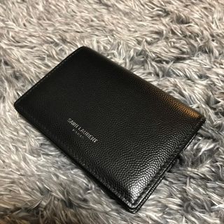 サンローラン(Saint Laurent)の【美品】SAINT LAURENT 名刺入れレザー 黒 (名刺入れ/定期入れ)