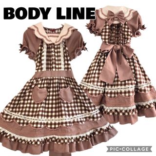 ボディライン(BODYLINE)のボディライン　ハート×チェックセーラーワンピース(ひざ丈ワンピース)