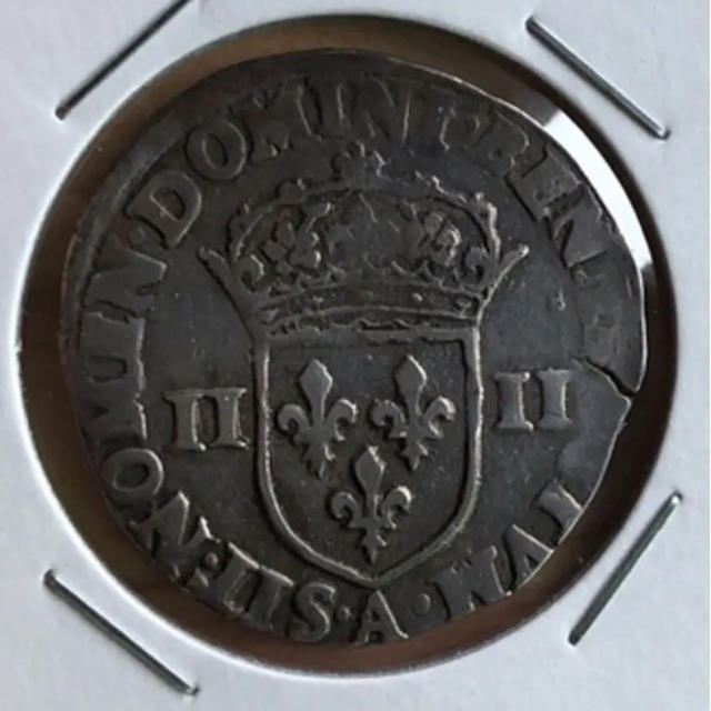 1/4エキュ銀貨 十字　シャルル10世　1592年　X2