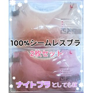 [新品未使用]1枚あたり640円！シームレスブラ  2枚セット (Lサイズ)(ブラ)