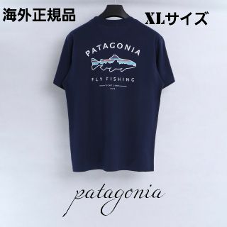 パタゴニア(patagonia)の夏物売り尽くしセール　patagonia　半袖Tシャツ　ネイビー　XLサイズ(Tシャツ/カットソー(半袖/袖なし))