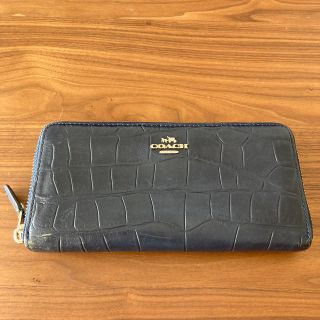 コーチ(COACH)のcoach 財布　ネイビー 型押し(財布)