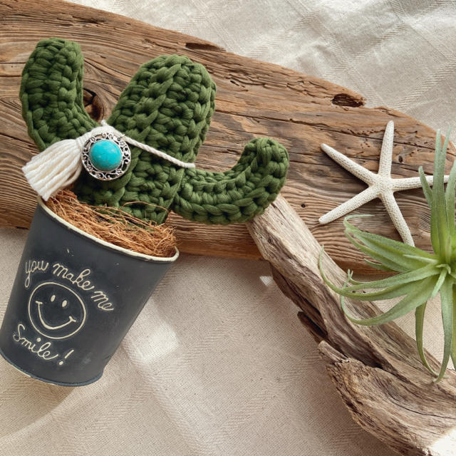 編みサボテン🌵カーキcolor♡ 流行 60.0%OFF www.gold-and-wood.com