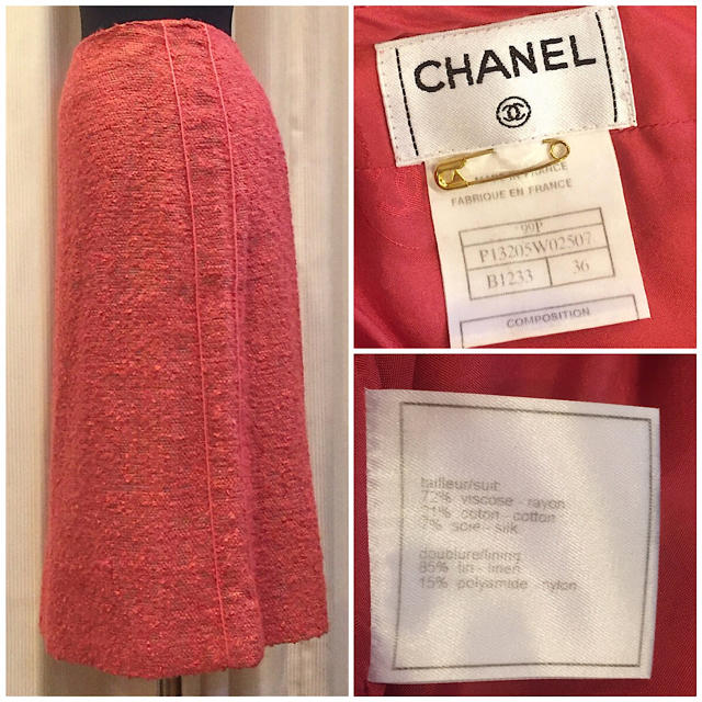 CHANEL(シャネル)のCHANEL シャネル スカート SIZE 36 サーモンピンク レディースのスカート(ひざ丈スカート)の商品写真