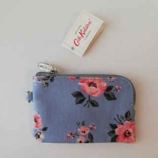 キャスキッドソン(Cath Kidston)のキャスキッドソン　ジップ　パース　コインケース　グレーブルー　フラワー　椿　花(コインケース)