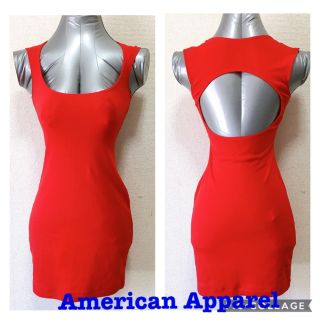 アメリカンアパレル(American Apparel)のアメリカンアパレル 赤 背中開き タイトワンピース(ミニワンピース)