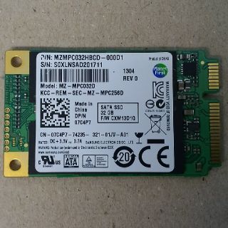 サムスン(SAMSUNG)の【動作品】Samsung mSATA SSD 32GB MZ-MPC032D(PCパーツ)