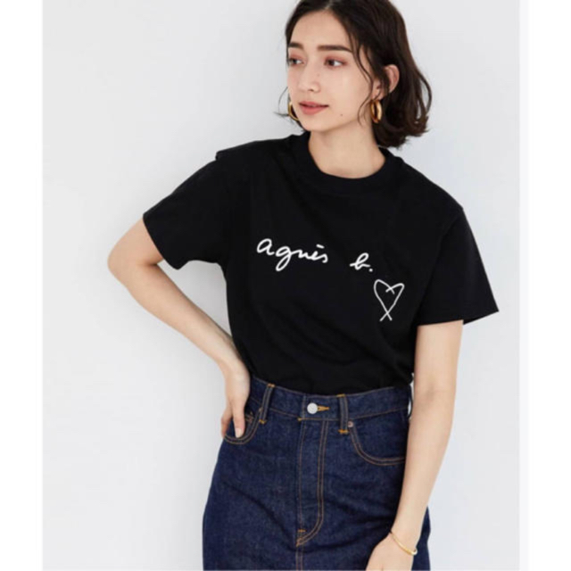 agnes b.(アニエスベー)のアニエス・ベー　ハート　黒　半袖Tシャツ レディースのトップス(Tシャツ(半袖/袖なし))の商品写真