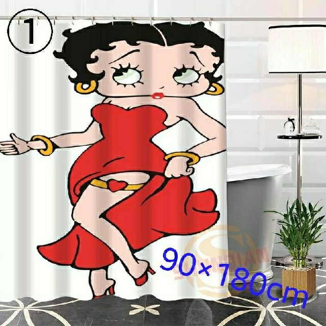 ①Betty Boop ベティちゃん 可愛い シャワーカーテン ドレス 1点限り