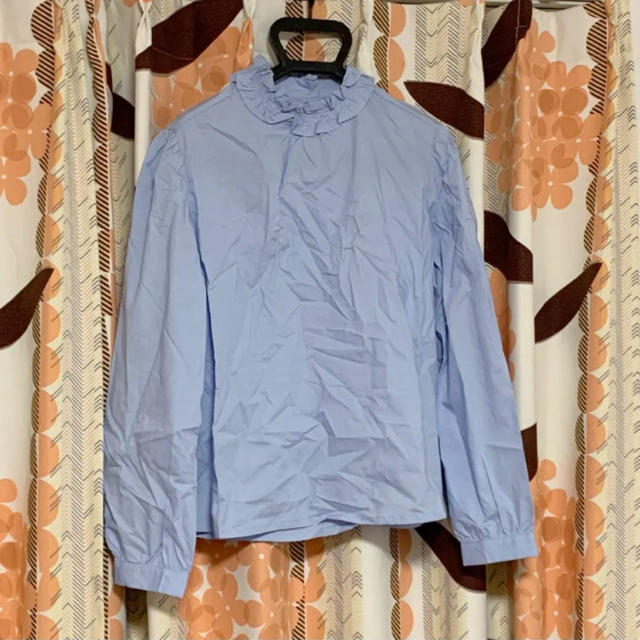 merlot(メルロー)のmerlot ハイネックブラウス　フリルネック　レディース  水色　ブルー　青 レディースのトップス(シャツ/ブラウス(長袖/七分))の商品写真