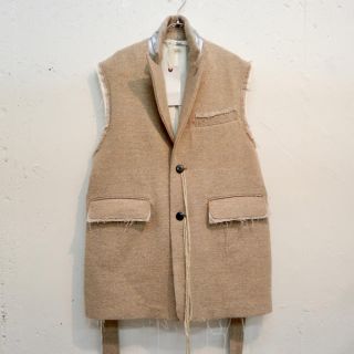 MIDORIKAWA SILK WOOL BELTED VEST ブラウン