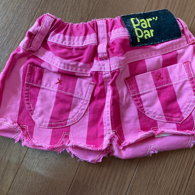 PARTYPARTY(パーティーパーティー)のパーティパーティ　ピンクデニムスカート　ストライプ キッズ/ベビー/マタニティのキッズ服女の子用(90cm~)(スカート)の商品写真
