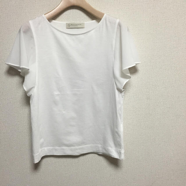 BEAUTY&YOUTH UNITED ARROWS(ビューティアンドユースユナイテッドアローズ)のフリル袖Tシャツ*ﾟ  レディースのトップス(Tシャツ(半袖/袖なし))の商品写真