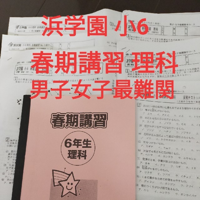 浜学園 小6 春期講習 男子・女子最難関中・国語・算数・理科・社会