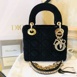 クリスチャンディオール(Christian Dior)のレディ ディオール ミニ バッグ ベルベット キラキラ ラインストーン☆(ハンドバッグ)