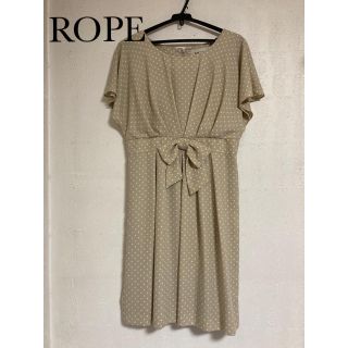 ロペ(ROPE’)のロペ ベージュドットワンピース　38(ひざ丈ワンピース)