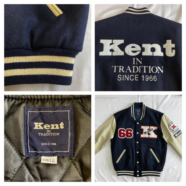 VAN Jacket(ヴァンヂャケット)の良品◆KENT ケント◆袖革 レザー スタジャン ワッペン 中綿 メルトン LL メンズのジャケット/アウター(スタジャン)の商品写真