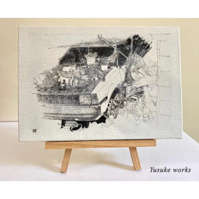 キャンバス絵画(転写)/「真夏の廃車」/yusukeworks エンタメ/ホビーの美術品/アンティーク(絵画/タペストリー)の商品写真