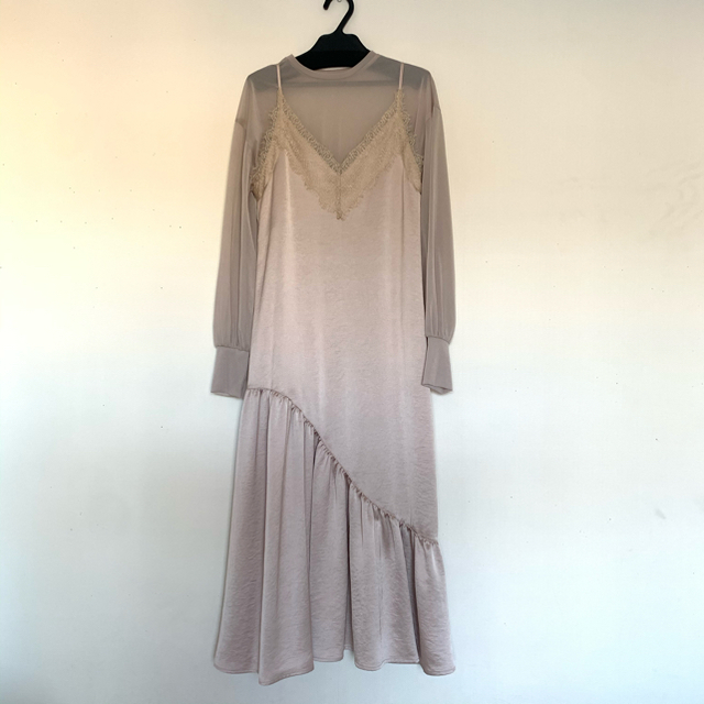 ロングワンピース/マキシワンピースアメリヴィンテージ LADY LAYERED CAMI DRESS S ベージュ