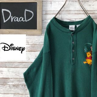 ディズニー(Disney)の【古着】90s プーさん 長袖 ヘンリーネック サーマル Tシャツ L(Tシャツ/カットソー(七分/長袖))