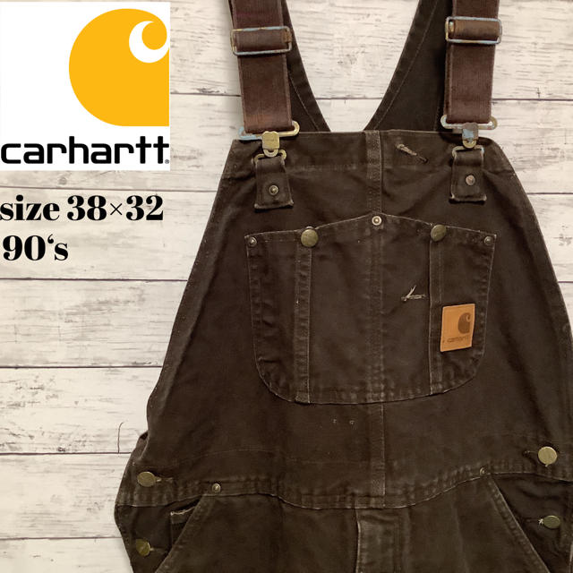 carhartt 90’s ブラウンダックオーバーオール　ダブルニー　裏地有り