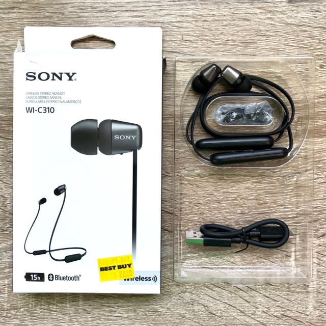 美品 ○SONY WI-C310 黒 Bluetoothイヤホン