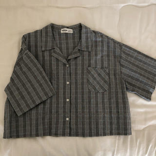 韓国　半袖チェックシャツ(シャツ/ブラウス(半袖/袖なし))