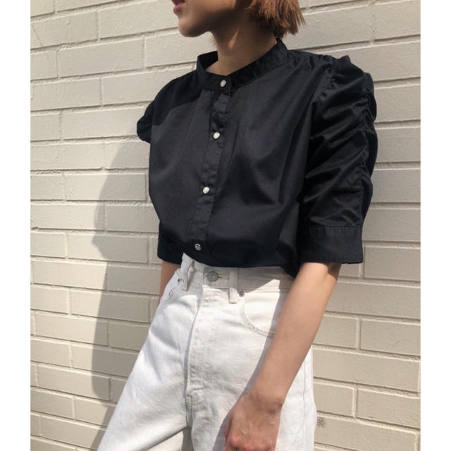 MOUSSY♡GATHER SLEEVE ブラウス♡パフスリーブ新色ブラックレディース