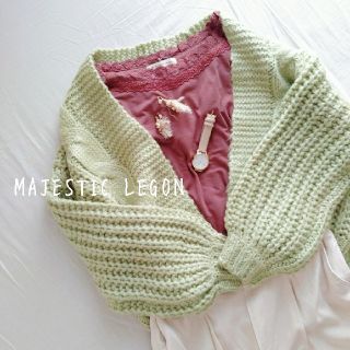 マジェスティックレゴン(MAJESTIC LEGON)のMAJESTICLEGON  ざっくりケーブルカーディガン ミントグリーン(カーディガン)