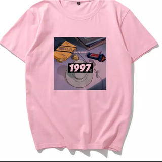 90s エモい　レトロ　Tシャツ　クリーミーピンク(Tシャツ/カットソー(半袖/袖なし))