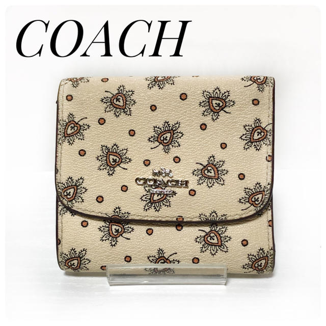 COACH(コーチ)の極美品　コーチ　COACH　レディース　折り財布　花柄　ベージュ レディースのファッション小物(財布)の商品写真