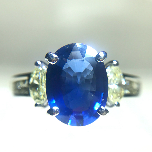 サファイアリング 3.09ct Pt900 ダイヤモンド 12号 プラチナ 最新入荷