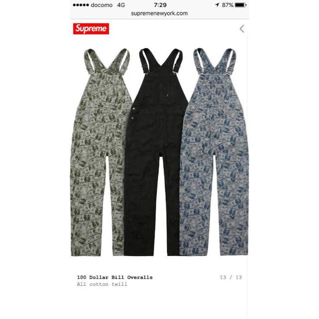 Supreme(シュプリーム)のsupreme オーバーオール　100 doller overalls s  メンズのパンツ(サロペット/オーバーオール)の商品写真